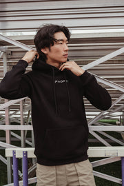 LOGO COLLECTION: HOODIE IN COTTON MIDNIGHT BLACK