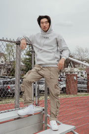 LOGO COLLECTION: HOODIE IN COTTON LUNAR GREY