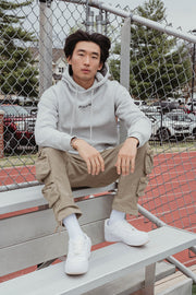 LOGO COLLECTION: HOODIE IN COTTON LUNAR GREY